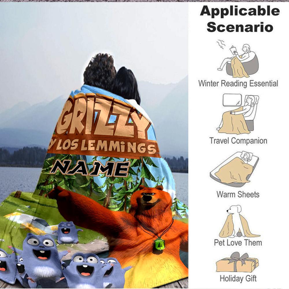 Custom 1pc Grizzly Lemmings Adventure Blanket, Soft And Comfortable Blanket, Casual Warm, Camping Travel Blanket, Birthday Gift Q91269