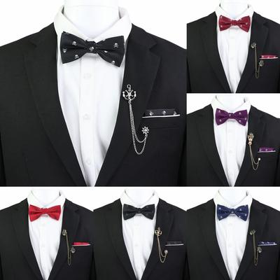 Set papillon, modello teschio drago, uomo, fazzoletto a farfalla, spilla con nappa, matrimonio, festa di Halloween,