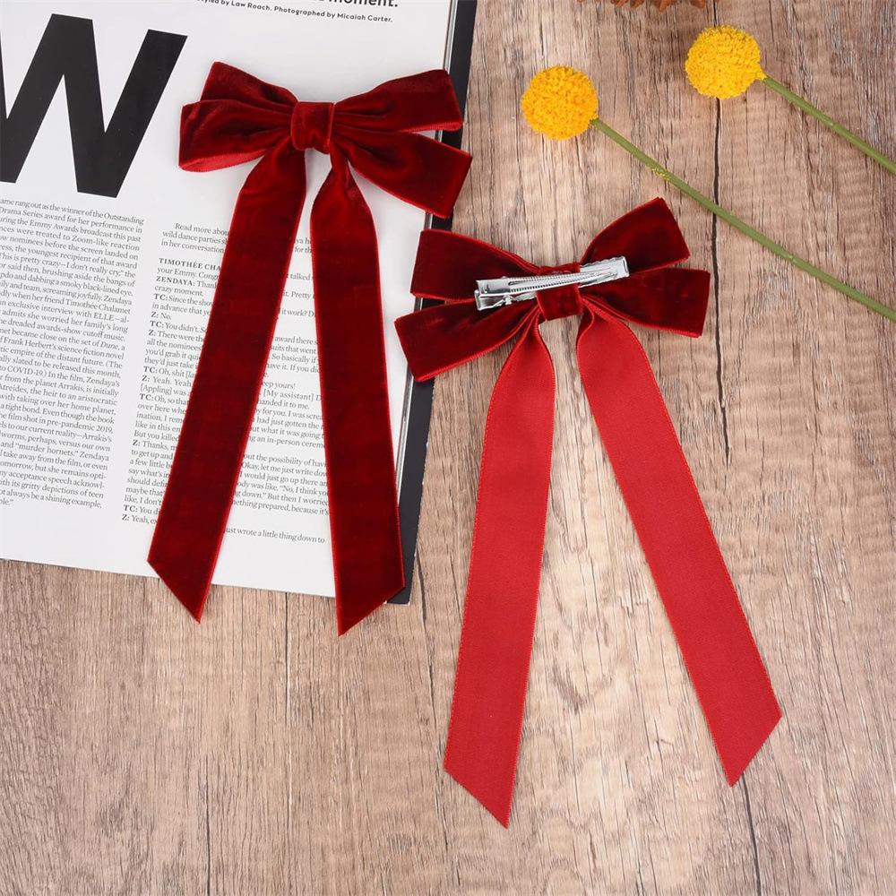 Velvet Double Bowknot Hairpin Hair Accessories Stylish and Simple Versatile Duckbill Clip Hairpin