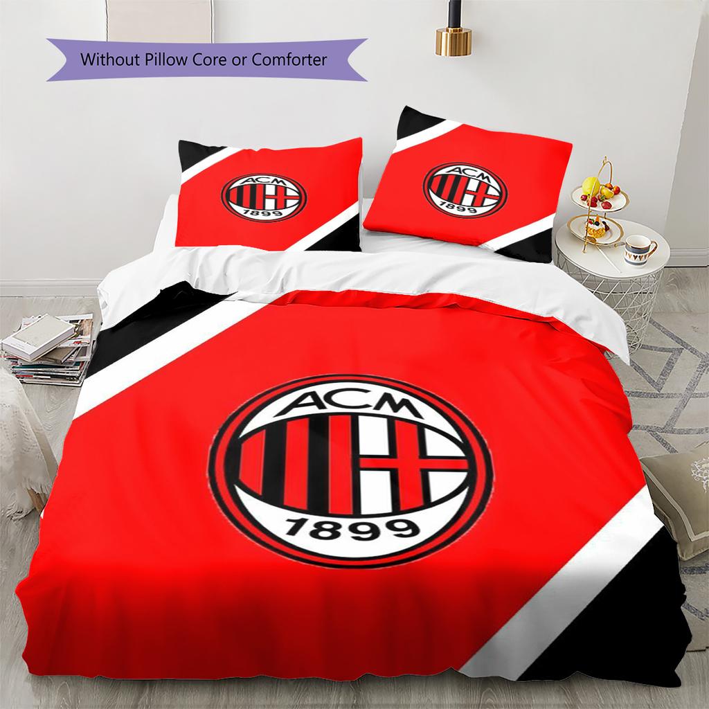 Set Biancheria da Letto con Fantasia AC Milan Copripiumino Federa Decorazione per la Casa Regalo (1 * copripiumino + 2 * federa, senza nucleo)