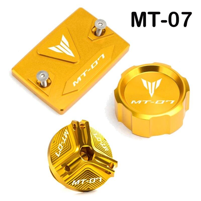 For Yamaha MT09 mt 09 07 2014- MT07 -2023 Accessories Motorcycle Front and Rear Brake Tank Cap + Engine Oil Filler Cap