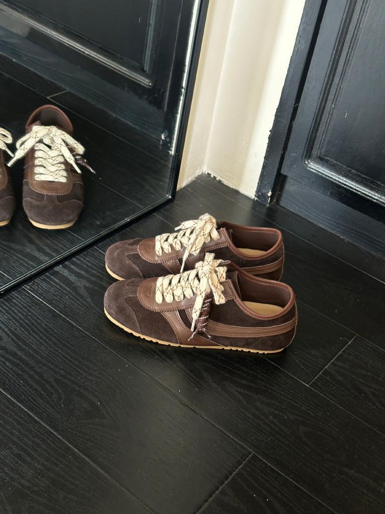 Retro Round Head Contrasting Color Lace-up Red Dexun Shoes 2025 New Casual Versatile Thick Baseplate Shoes Sports Forrest Gump Shoes