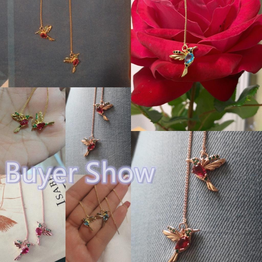 Huitan Cute Colorful Birdie Long Chain Women Dangle Earrings Dance Party Girl Fashion Accessories Delicate Little Bird Earrings