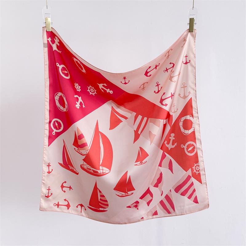 New nautical anchor simulation silk high-end large square scarf silk scarf printed shawl decorative scarf sunscreen headscarf scarf