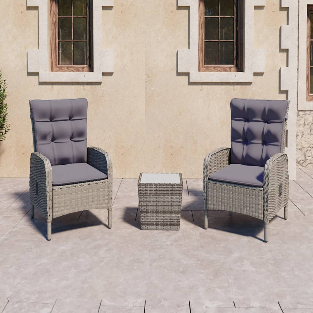 Ensemble de bistro de jardin 3 pcs Résine tressée et verre