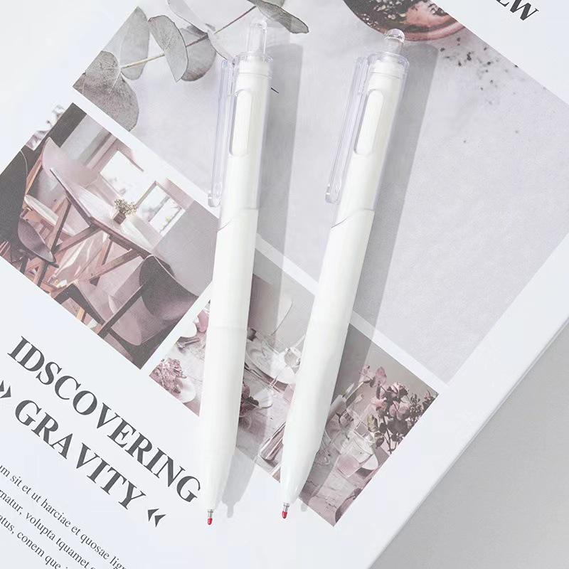 Quick-Drying 0.5mm Black Gel Pen with White Brush Tip - Ideal for Students
