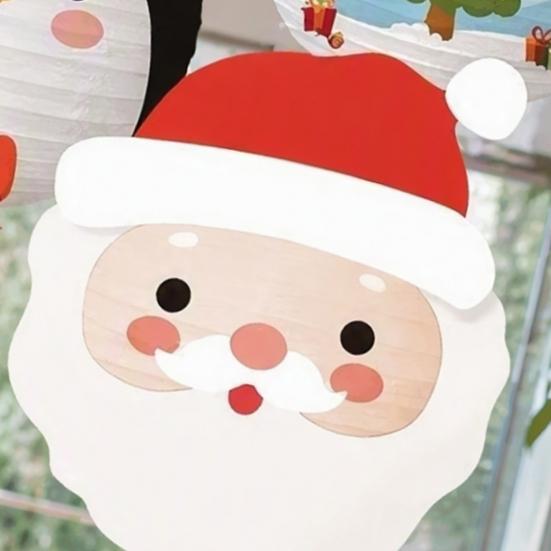 Winter Festival Party Supplies 6Pcs Christmas Cartoon Paper Lanterns, Santa Snowman Penguin Reindeer Decorative Lantern Sets Hanging Decor for