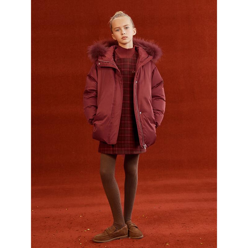 ELLE KIDS Girls' Red 90% Goose Down Winter Jacket