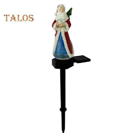 Santa Claus Solar Lights Resin Santa Figurine Waterproof Christmas Stake Light Outdoor Decor Statue Landscape LED Light for Home Yard Lawn