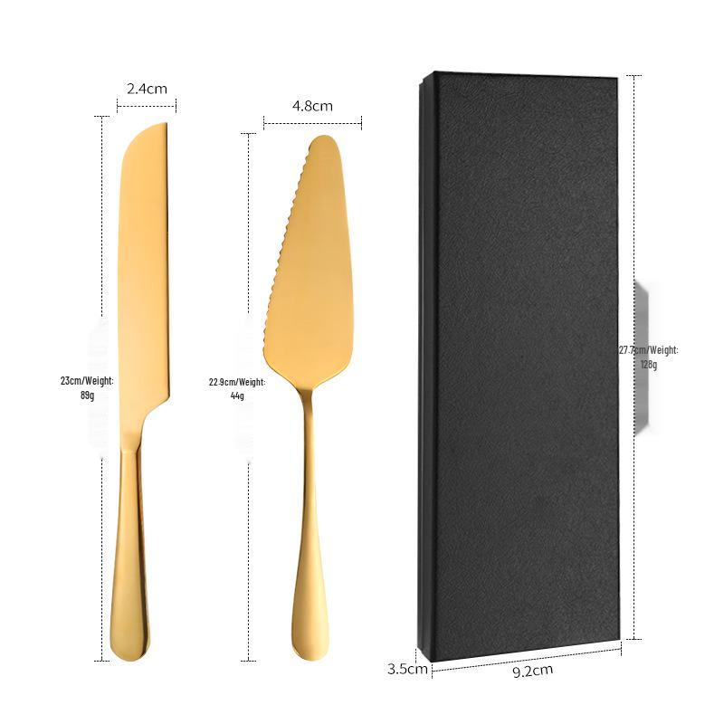 Stainless Steel Cake Knife & Spatula Set - Bread Knife & Pizza Cutter Baking Utensils