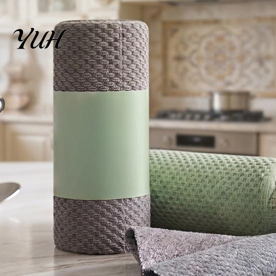 Multi Purpose Cleaning Cloth Microfiber Roll, Tearable Double Side Towels, Reusable Kitchen Dish Grease Removing Rags for Dishwashing And Countertop