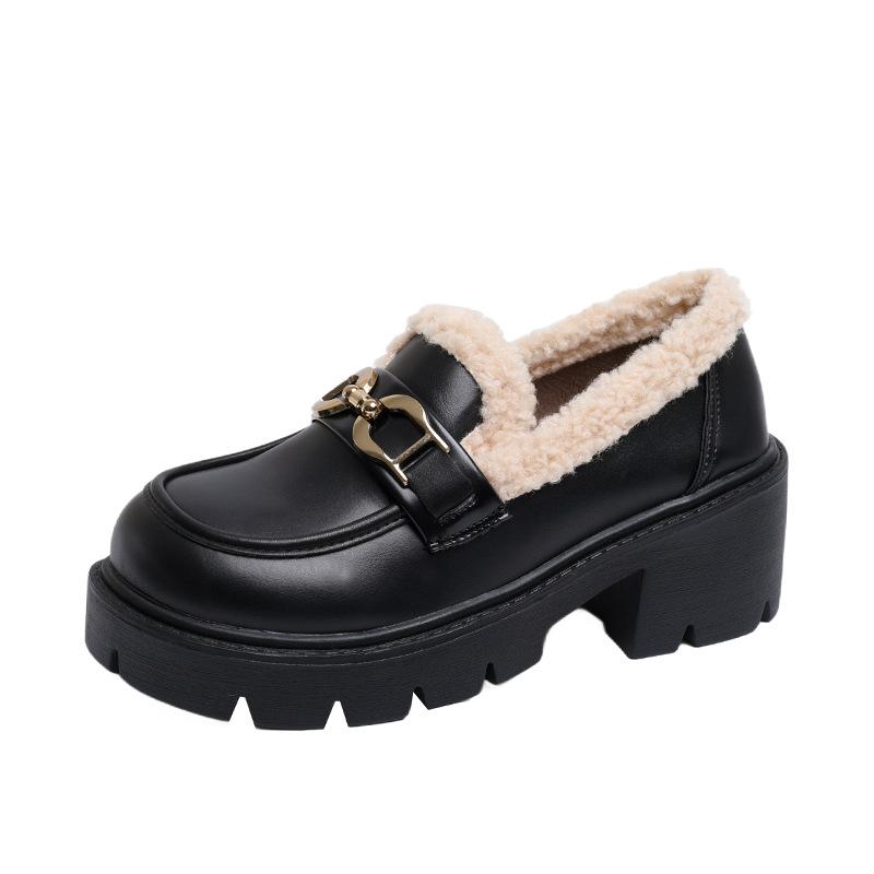 2 British style platform small leather shoes 22 new temperament black fairy style muffin