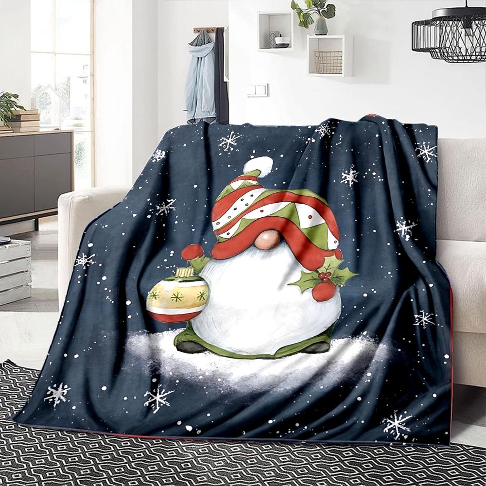 1Pc Christmas Gnome Snow Blanket Soft Throw Blanket For Home Bedroom Bed Sofa Travel Office Solid Christmas Blanket