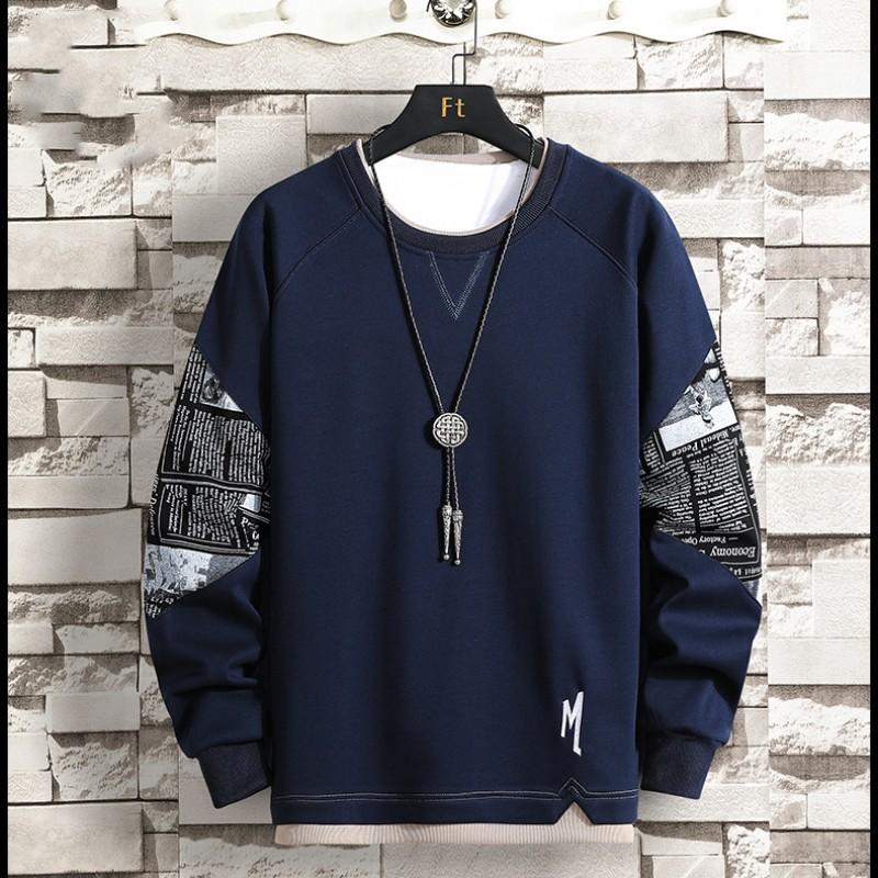 Men's Spring and Autumn New Solid Color Printed Loose Top Urban Simple Fashion Leggings Men's Hoodie