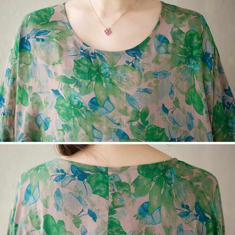 Летние женские платья с круглым вырезом и коротким рукавом больших размеров One Size — фото 8