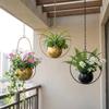 Minimalist Metal Hanging Flower Pot with Chain Hook Hanging Plant Bucket Home Indoor