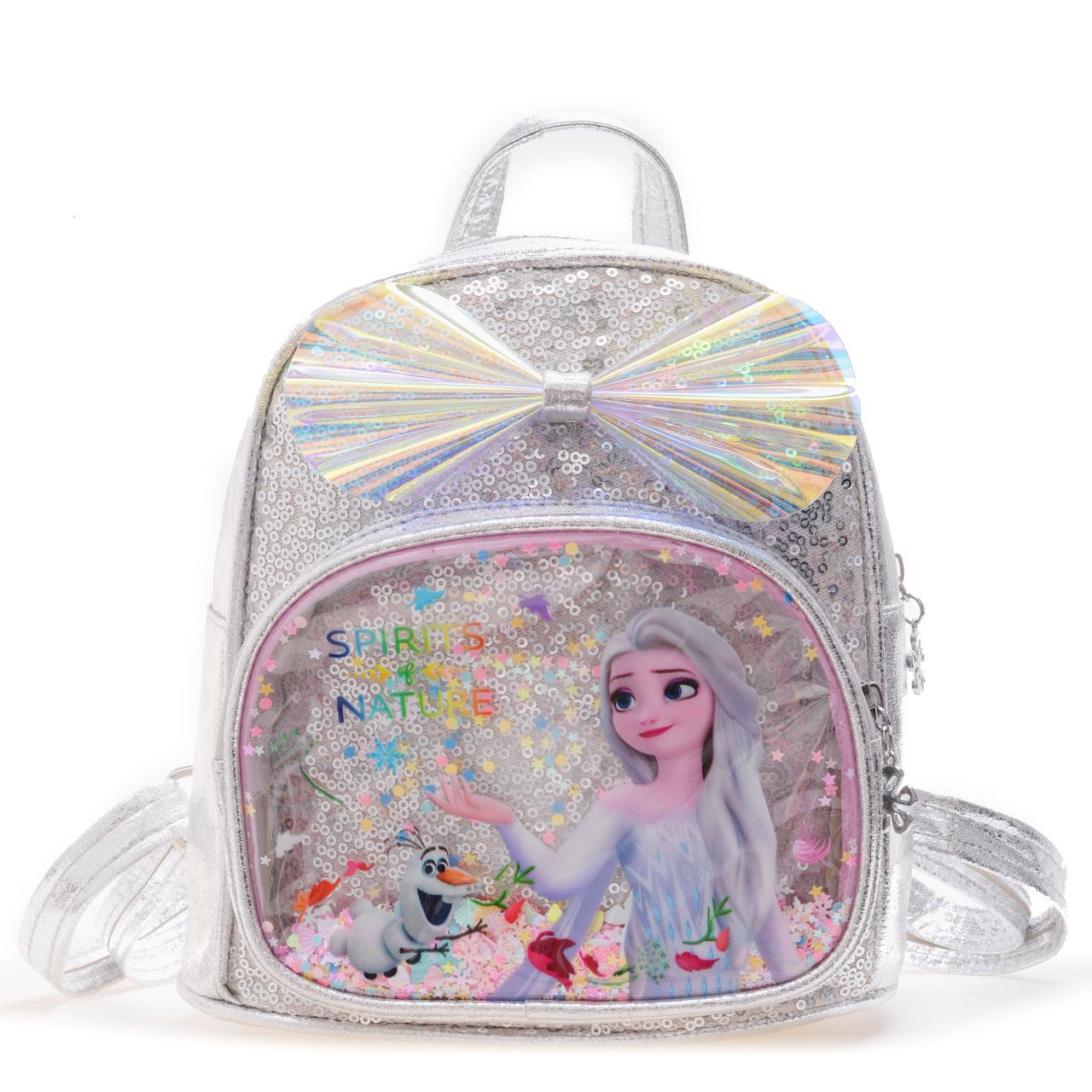 Children s bag 2025 spring new sequined bow backpack princess transparent backpack kindergarten bag 21*11*21