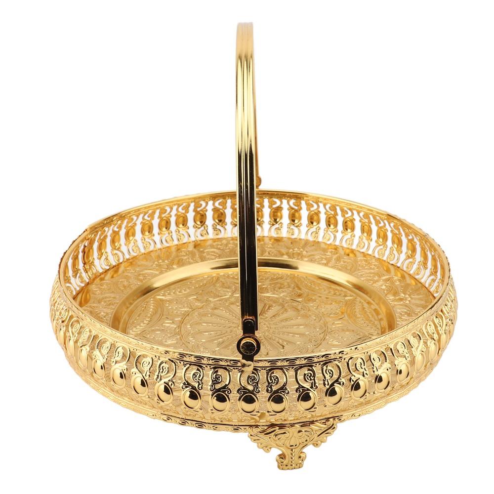 Alloy Dessert Plate Round Cake Plate Platters Fruit Tray Living Room