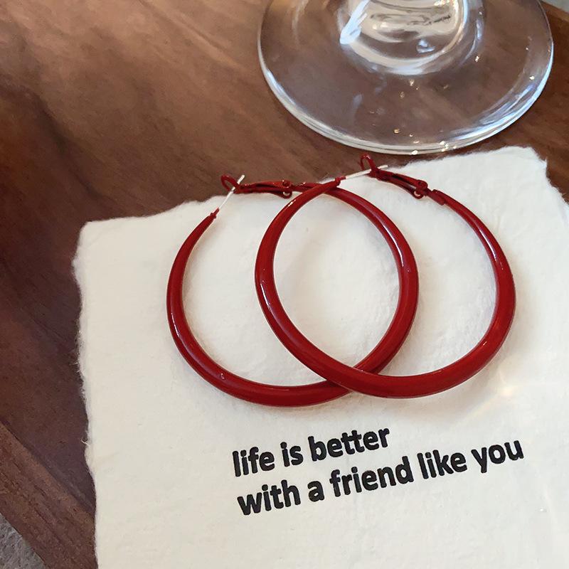 Hong Kong Style Real Gold Electroplated Leopard Print Circle Earrings Square Face Retro High-end Earrings Commuter Versatile Earrings Niche