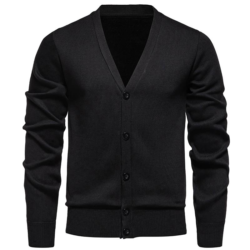 Sweter Rozpinany Męski Business Casual Klasyczny V-neck Jednolity Kolor Rozpinany Sweter Męski Koreański Trend Mody Dzianina Sweter