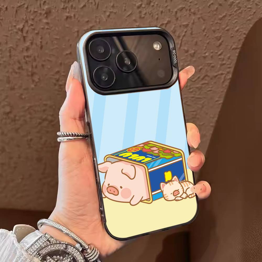 Cartoon L-Lulu Pig Phone Case For iPhone 17,16,15,14,13,12,11,Pro Max,Plus Candy Silver Cover iPhone16plus
