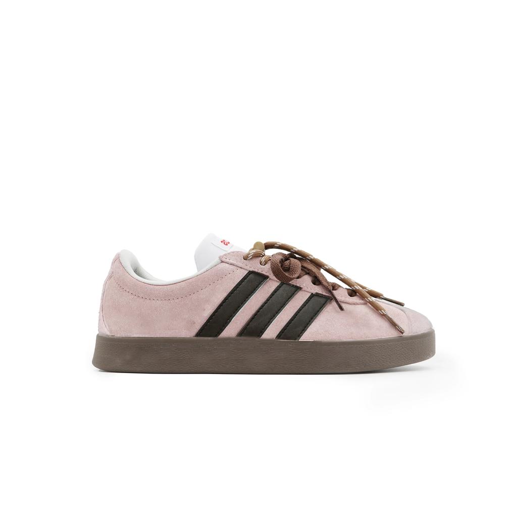 Adidas VL COURT 2.0 Ruin Rose Suede Balance Lightweight Low top Skateboard Shoes Women's Black Pink Urban Chic Style JS3003(Team1276)