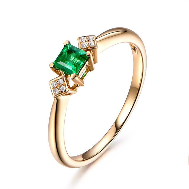 Perhiasan Indah Cincin Emas Kuning 18K Untuk Wanita Mewah Cincin Batu Permata Hijau Hadiah Pesta Pertunangan Pernikahan Romantis Untuk Anak Perempuan