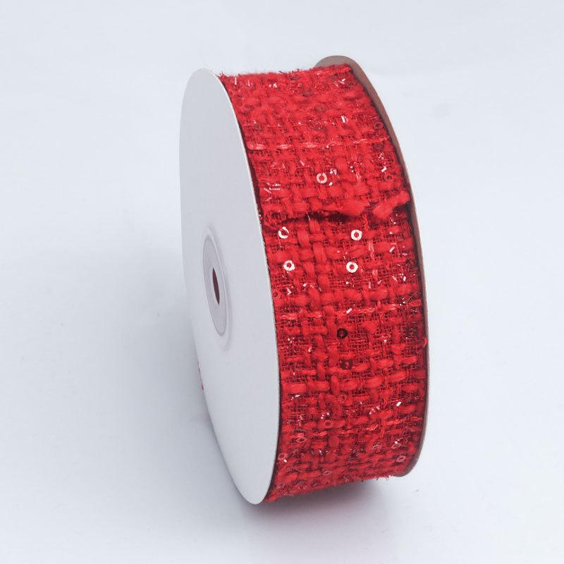 Woolen Woven Ribbon White Woolen Edge Big Red Ribbon Woolen Plaid Hair Accessories Clip Bow Accessories Elegant Home Decorating Activity Supplies