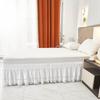 Practical Elastic White Fringed Bed Skirt Stretchable Ruffled Under-bed Covering Skirt Romantic Dust-proof Bedspread Inn