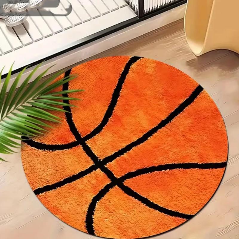 Non-Slip Basketball Round Rug, Soft Absorbent for Living Room Bedroom Game Room Home Decor