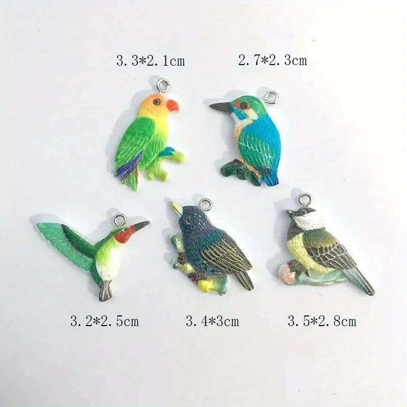 10 Stück Helle Spatzen Papageien Kolibris Harz Anhänger Cartoon Vogel Tier Kleiner Anhänger DIY Bastelbedarf für Ohrring Schmuckherstellung