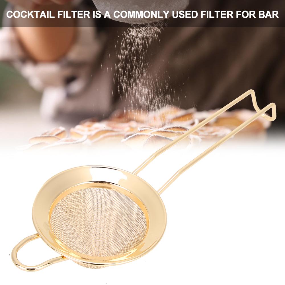Stainless Steel Cone Shape Cake Powder Filter Cocktail Mesh Strainer Bar AccessoriesGold