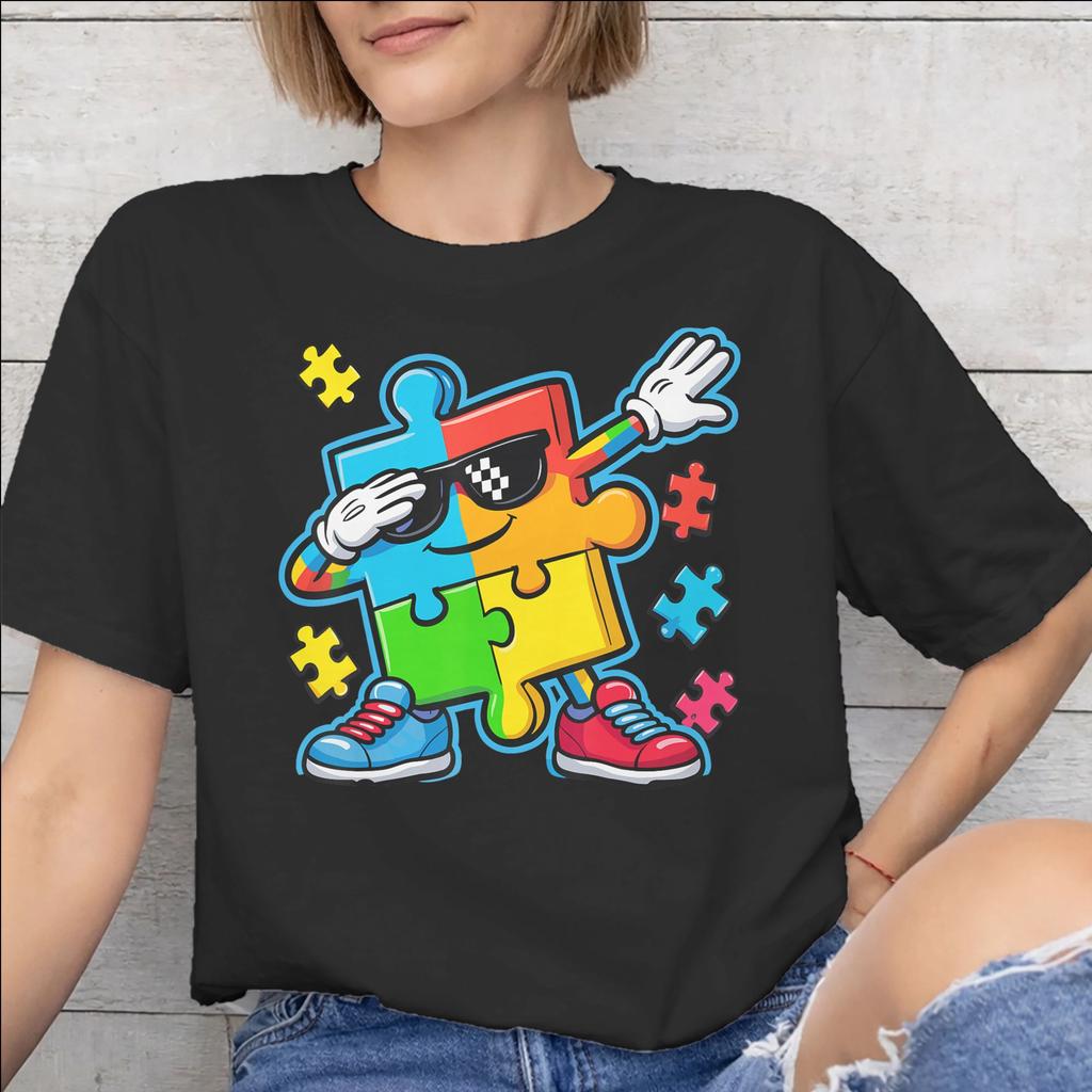 New Arrival Dabbing Puzzle Autism Awareness T Shirt for Men Women 100 Cotton Tshirts Short Sleeve Clothing