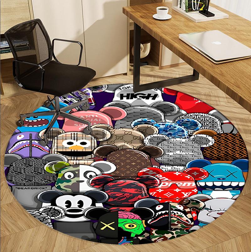 Sesame Street Pattern Round Rug, Indoor/Outdoor Mat, for Picnic, Gameroom, Bedroom, Office, Living Room, Home Decor Carpet, Birthday Gift