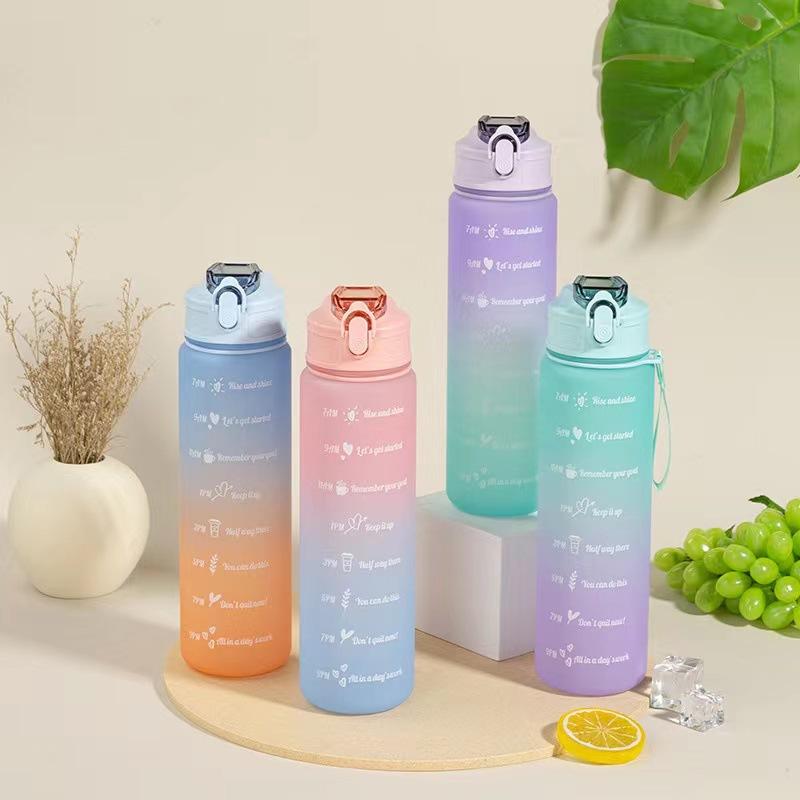 750ML Sports Water Bottle with Time Marker Leak-proof Cup Motivational Portable Water Bottle for Outdoor Sport Fitness BPA Free