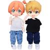 Niannyyhouse OB11 Größe Obitsu Puppe 11cm Körper T-Shirt + Hose 2-teiliges Set Einfaches T-Shirt Puppenkleidung Overall 1/12 BJD Puppenkleidung (Weiß + Schwarz)