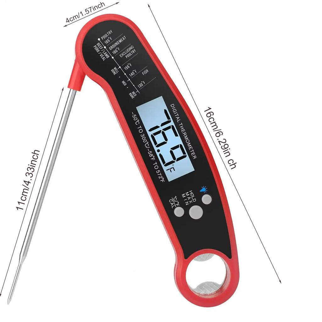 Instant Reading Meat Thermometer Food Kitchen Oven Waterproof Thermometer Probe For Outdoor Cooking, Bbq And Kitchen
