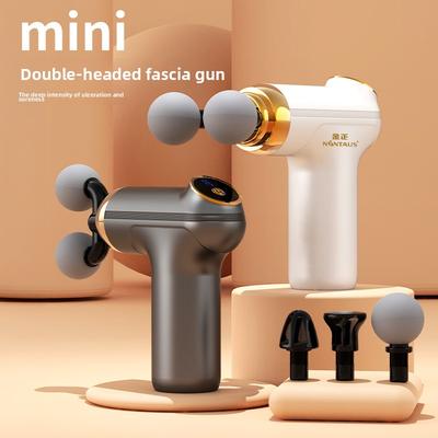 Doppelkopf Faszienpistole USB-Aufladung Massagepistole Faszieninstrument Muskelentspannung Vibration Fitnessgerät Nacken Membranpistole
