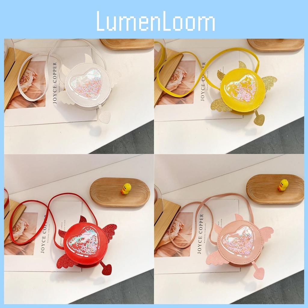 New Cute Cartoon Sequin Wings Kids Crossbody Bag Fashionable Princess Mini Purse