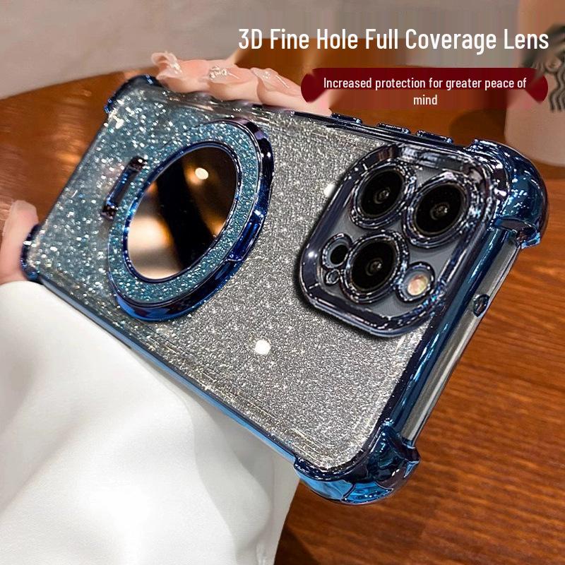Honor 400SMART Glitter Phone Case & Lens Film for X8D/X9D/X7C/X9 with Touch-Up Mirror Stand