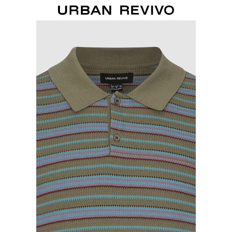 Men's Retro Striped Knit Polo Shirt