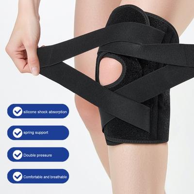 Sports Knee Pad Pre-Shaped Arc Knee Injury Prevention Sleeve with Silicone Anti-Slip Strip Adjustable Compression Neoprene Brace Squat Knee Protector