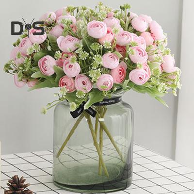 Artificial Flower Fade Resistant Faux Silk Flower 15 Heads Blossom Faux Rose Flower Wedding Supplies