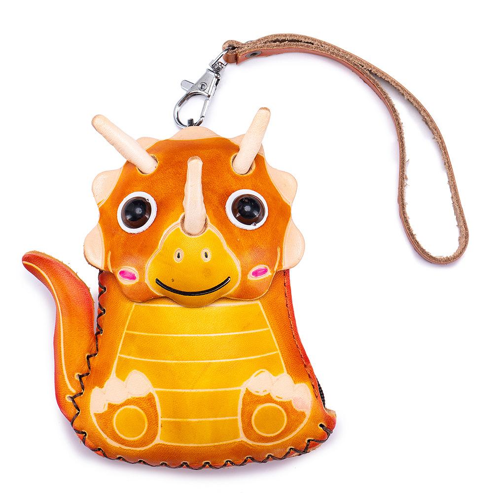 Cowhide Creative Handmade Change Bag, Wrist Bag, Key Bag, Coin Bag, Zodiac Animal Storage Bag