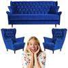 Lounge Set with Wingback Sofa Armchairs BLUE Family Meble