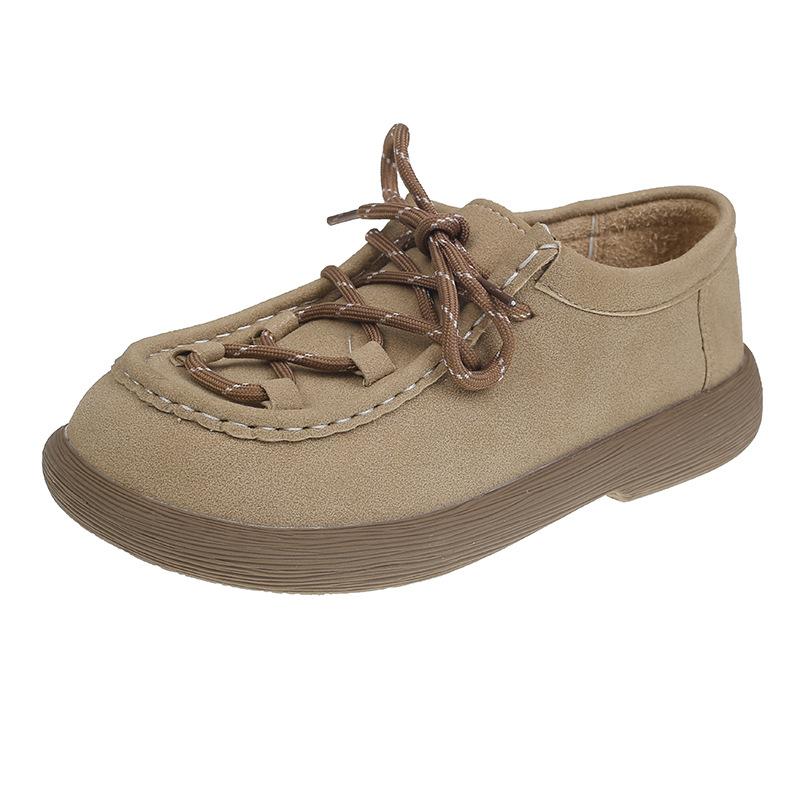 2025 spring and autumn new casual flat women's shoes imitation leather round head lace-up versatile women's single shoes loafer shoes tide