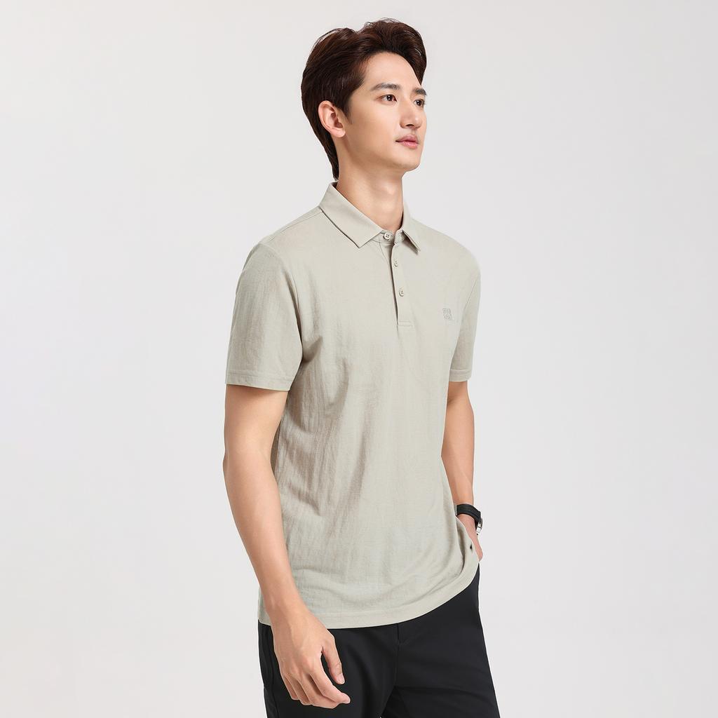 Langdeng Men's Breathable Short-Sleeved Polo Shirt