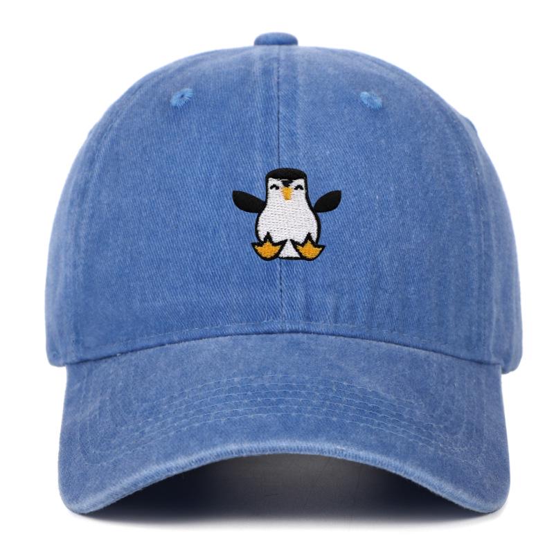 Vyšívaná tučňáčí baseballová čepice - Unisex Retro měkký kšilt Sluneční klobouk