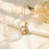 Korean Titanium Steel Necklace with Rotatable Windmill Pendant & Zirconia Pearl Clavicle Chain for Women