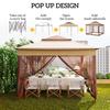 3 X 3(m) Pop Up Gazebo, Double-roof Garden Tent with Netting and Carry Bag, Party Event Shelter for Outdoor Patio, Khaki